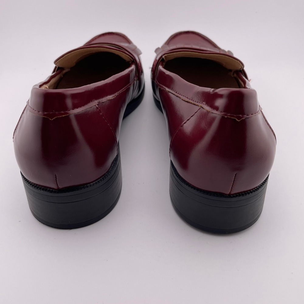 LifeStride Women Burgundy Red Leather Tassel Loafer Flats Shoes - Picture 5 of 8
